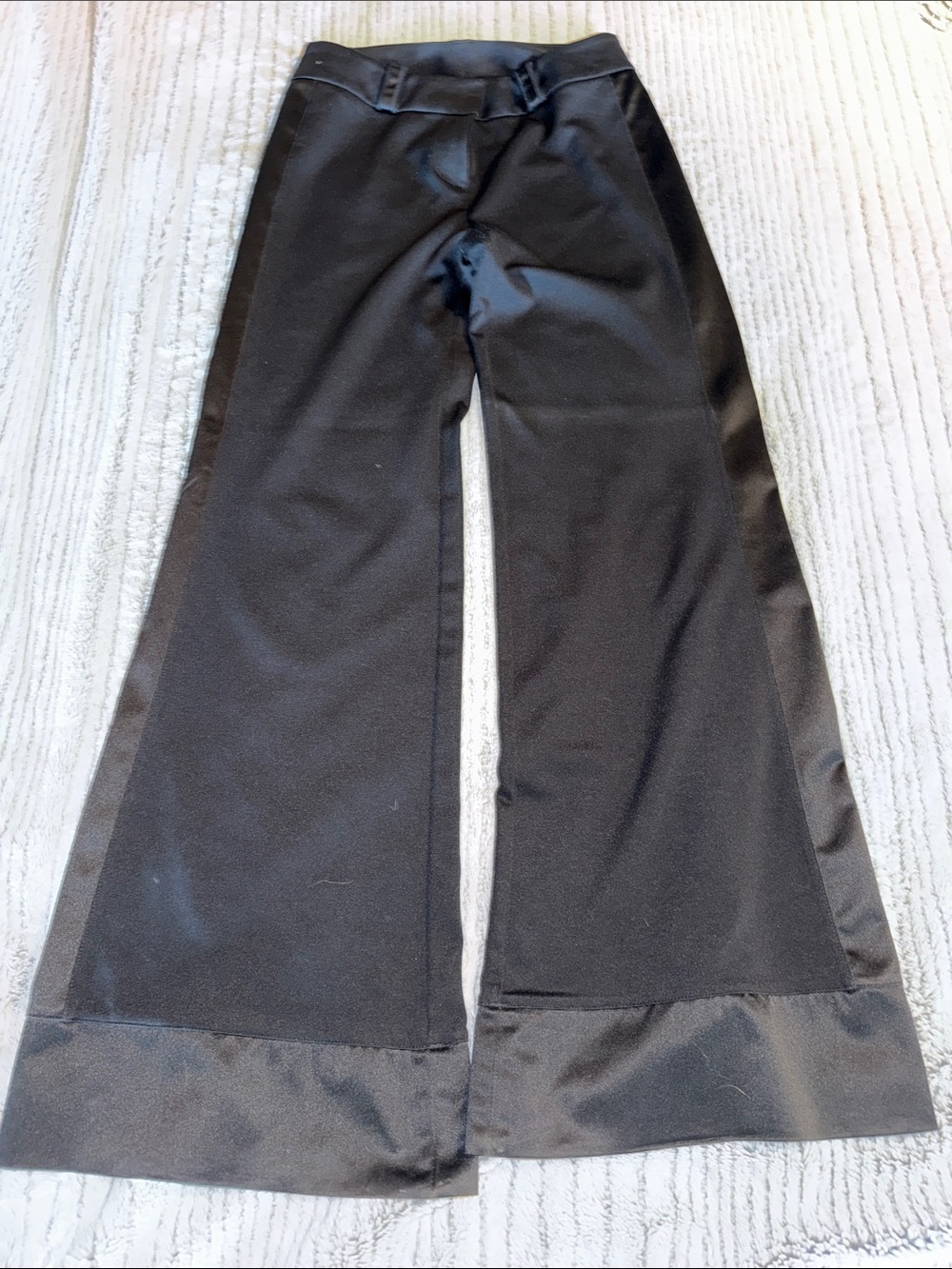 Express Black Wide Leg Satin-Trim Pants